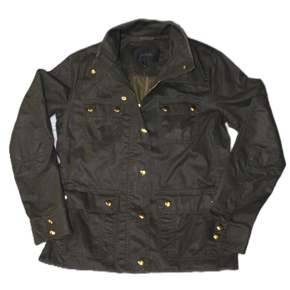 J.CREW Jacket Womens S Green Military Jacket Cotton Twill Full Zip 19034